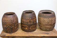 Hand Carved Indian Milk Pots