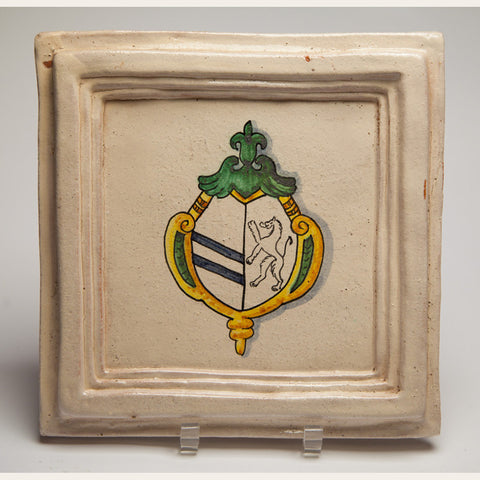 Handmade Terracotta Painted and Glazed Tile - 0342