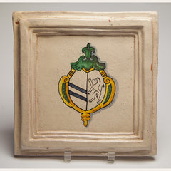 Handmade Terracotta Painted and Glazed Tile - 0342