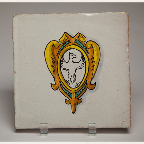Handmade Terracotta Painted and Glazed Tile - 0348