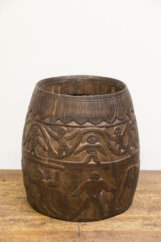 Carved Wooden Milk Pot